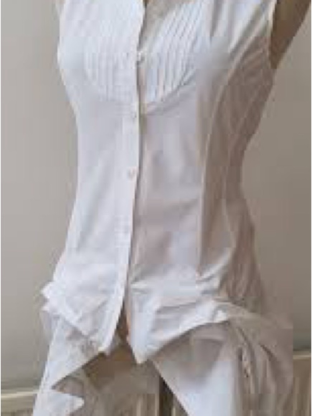 All Saints White Sleeveless Ruffled Button-Front Blouse